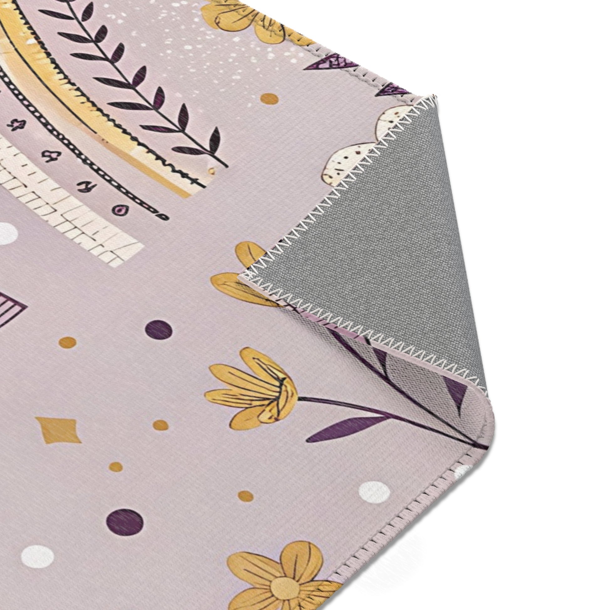 Lilac Meadow Arches rectangular nursery area rug