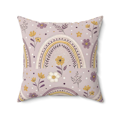 Lilac Meadow Arches nursery pillow shown from the front