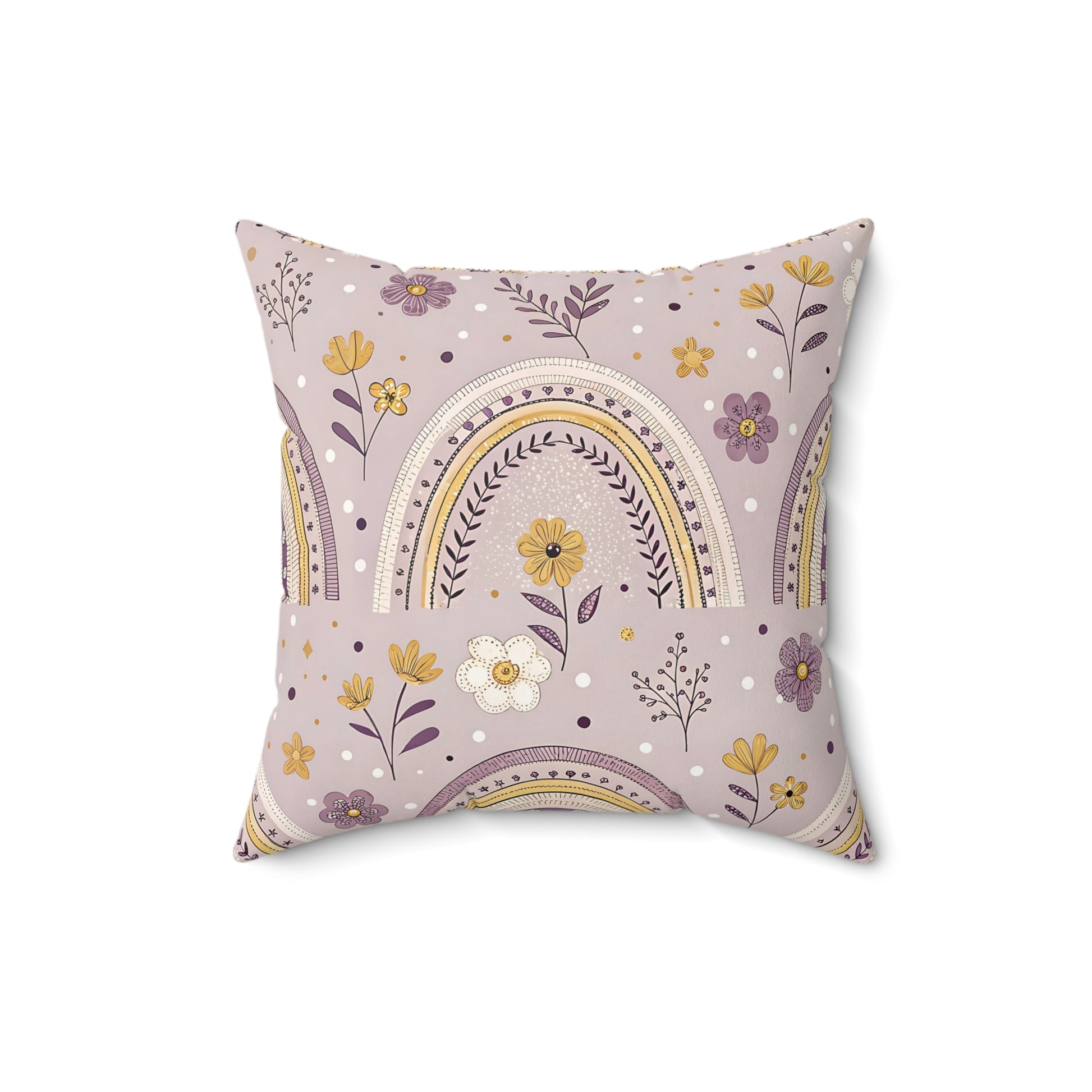 Nursery pillow in lilac and mustard, Lilac Meadow Arches print