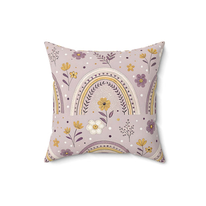 Nursery pillow in lilac and mustard, Lilac Meadow Arches print