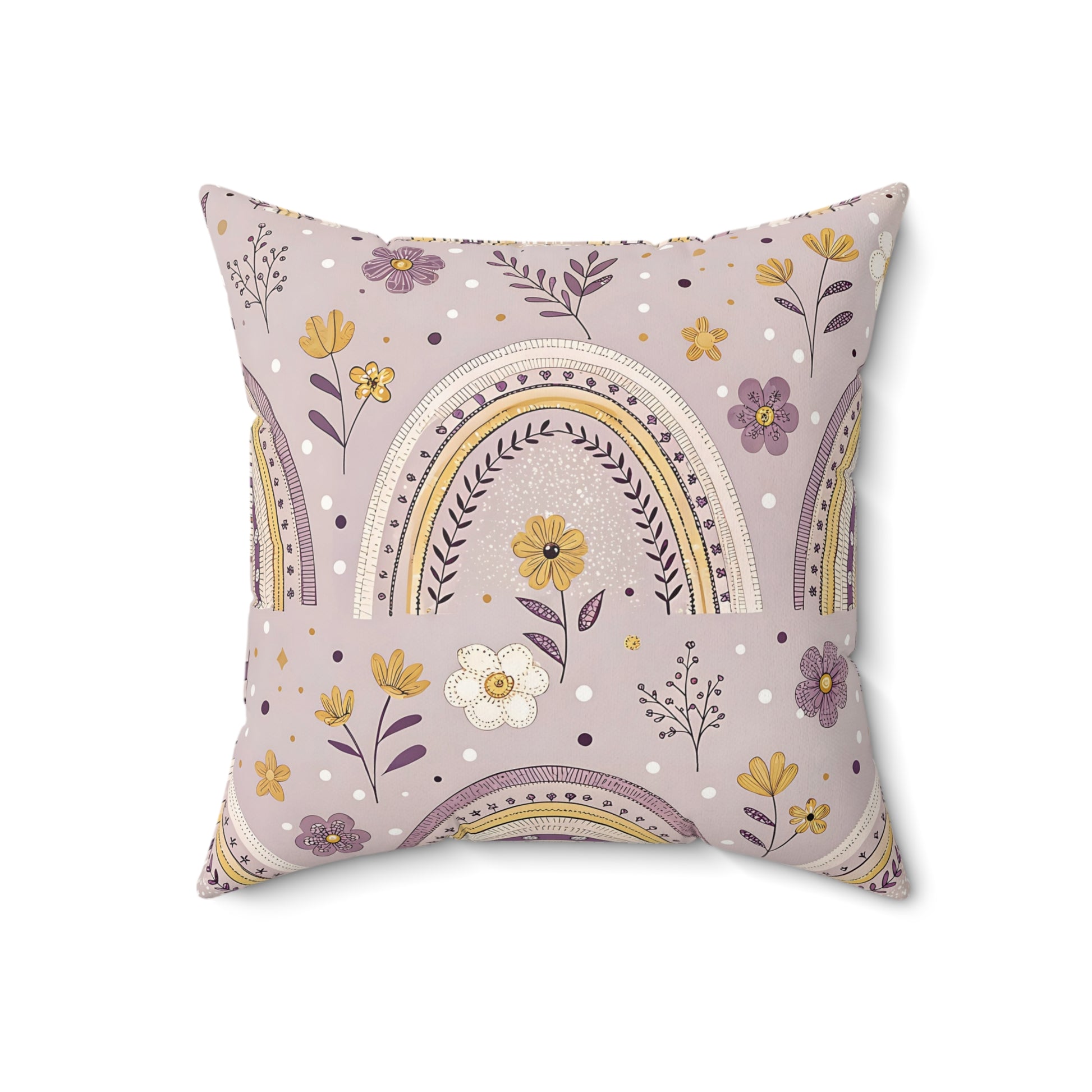 Lilac Meadow Arches decorative pillow against a plain background