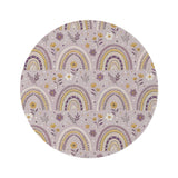Lilac Meadow Arches round nursery rug on a baby room floor