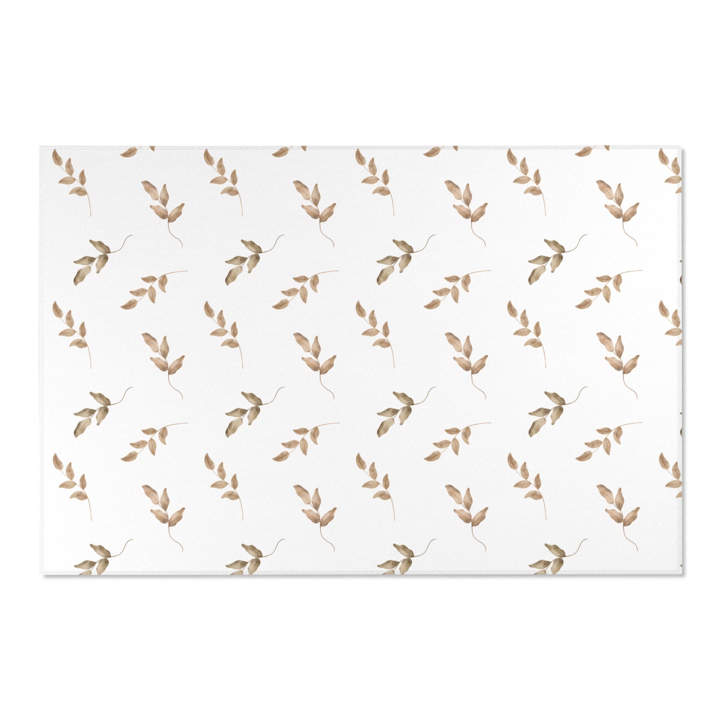 Low pile nursery rug with sparse taupe leaf sprigs