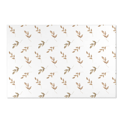 Low pile nursery rug with sparse taupe leaf sprigs