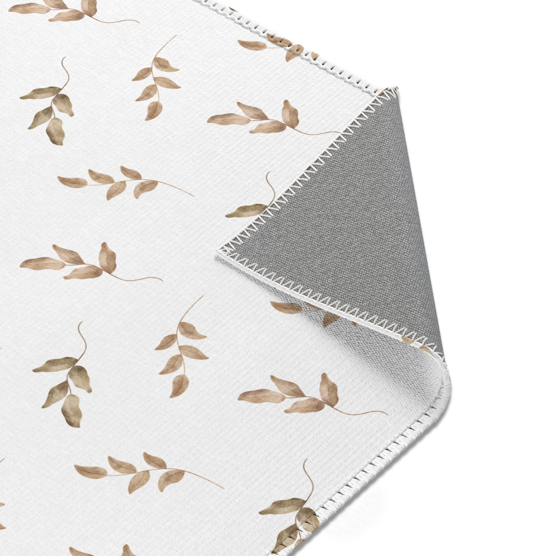 Linen Leaf nursery rug pattern shown flat