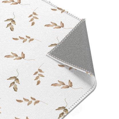 Linen Leaf nursery rug pattern shown flat