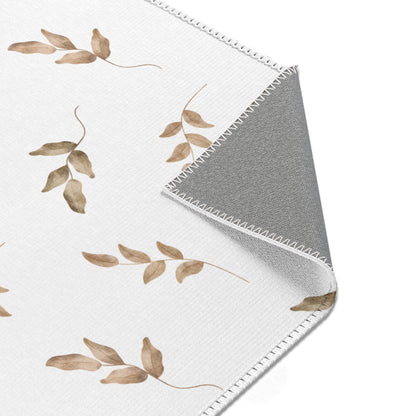 Linen Leaf rectangular nursery area rug