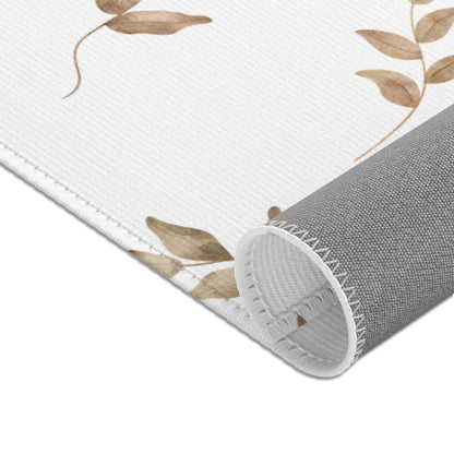 Linen Leaf nursery area rug for a baby room floor