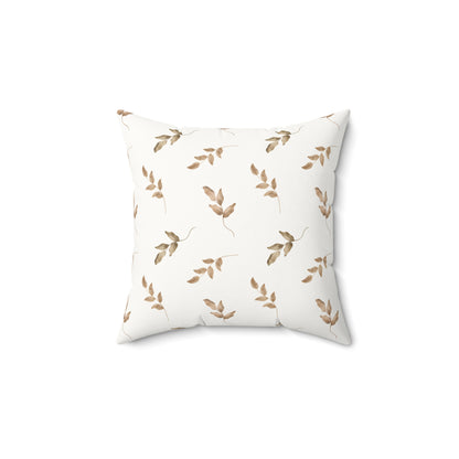 Linen Leaf decorative nursery pillow on a glider chair