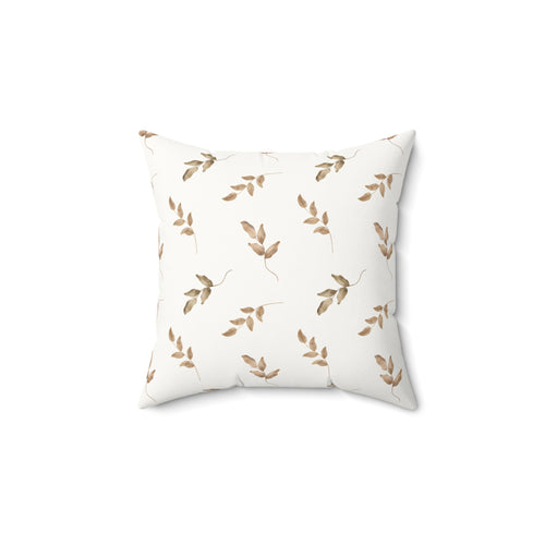 Linen Leaf decorative nursery pillow on a glider chair