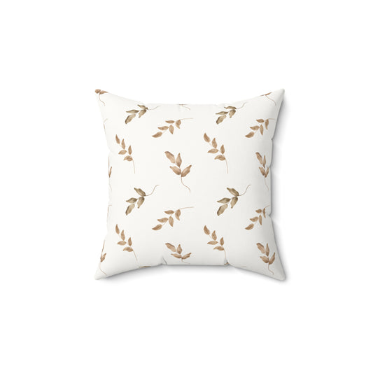 Linen Leaf decorative nursery pillow on a glider chair