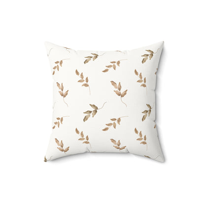 Nursery pillow in taupe and tan, Linen Leaf print