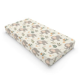 Little Elephants changing pad cover on a nursery changing table