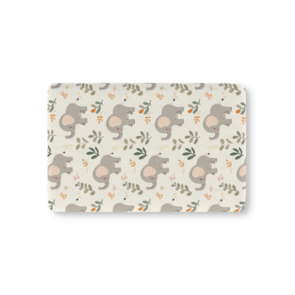 Little Elephants fitted crib sheet on a nursery crib mattress