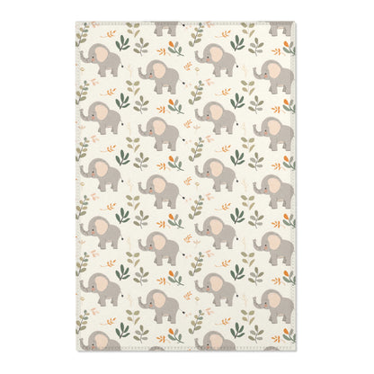 Little Elephants nursery area rug in a baby room