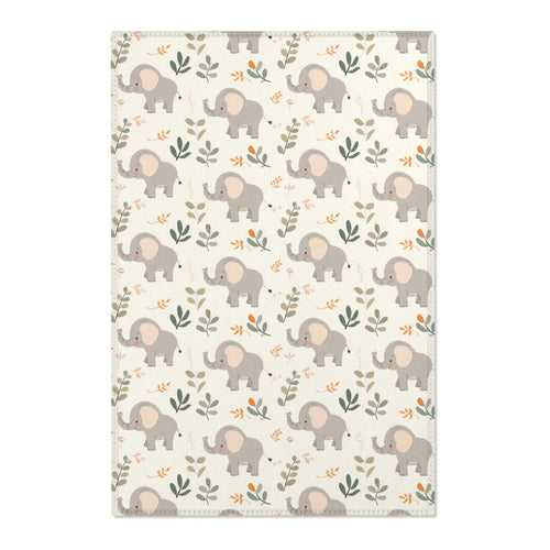 Little Elephants nursery area rug in a baby room