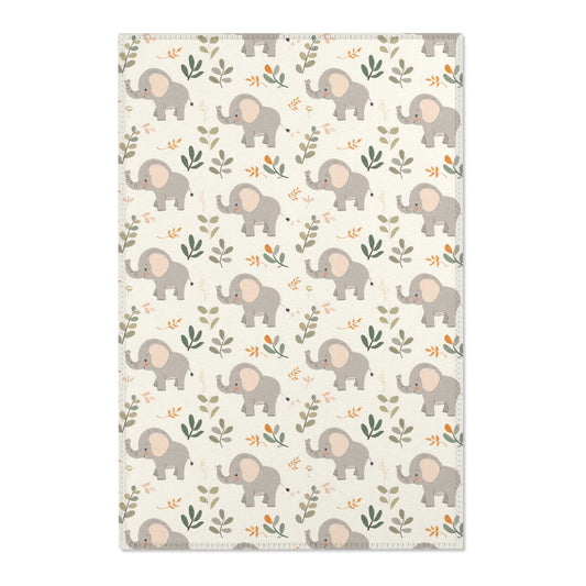 Little Elephants nursery area rug in a baby room