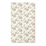 Elephant nursery area rug in grey and green on cream