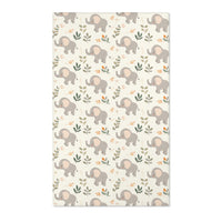 Elephant nursery area rug in grey and green on cream