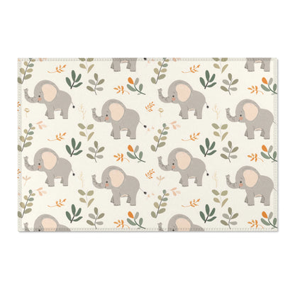 Little Elephants area rug shown in landscape orientation