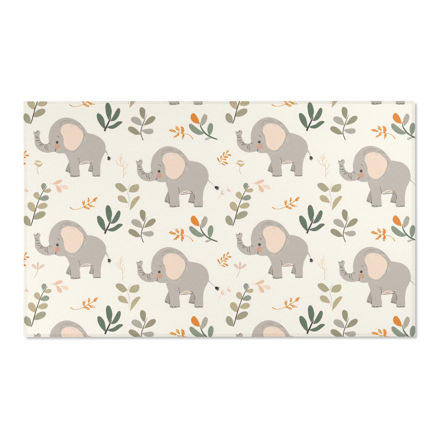 Little Elephants area rug shown in portrait orientation