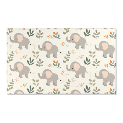 Little Elephants area rug shown in portrait orientation