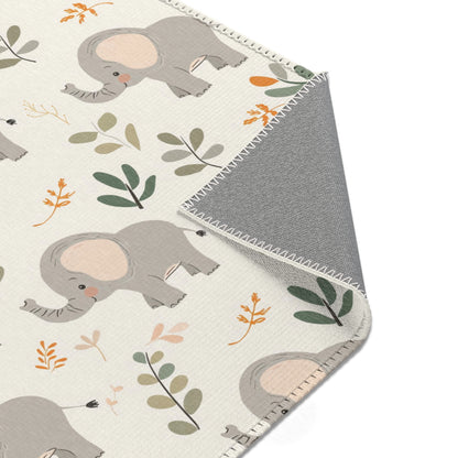 Little Elephants nursery rug pattern shown flat