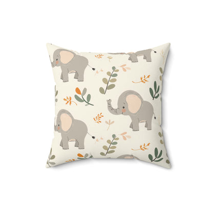 Nursery pillow in grey and cream, Little Elephants print