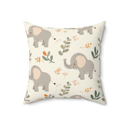 Little Elephants decorative pillow against a plain background