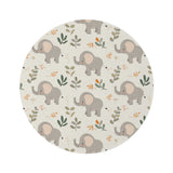 Little Elephants round nursery rug on a baby room floor