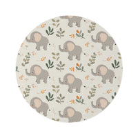 Little Elephants round nursery rug on a baby room floor