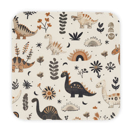 Meadow Dinosaurs hooded baby towel wrapped around a baby