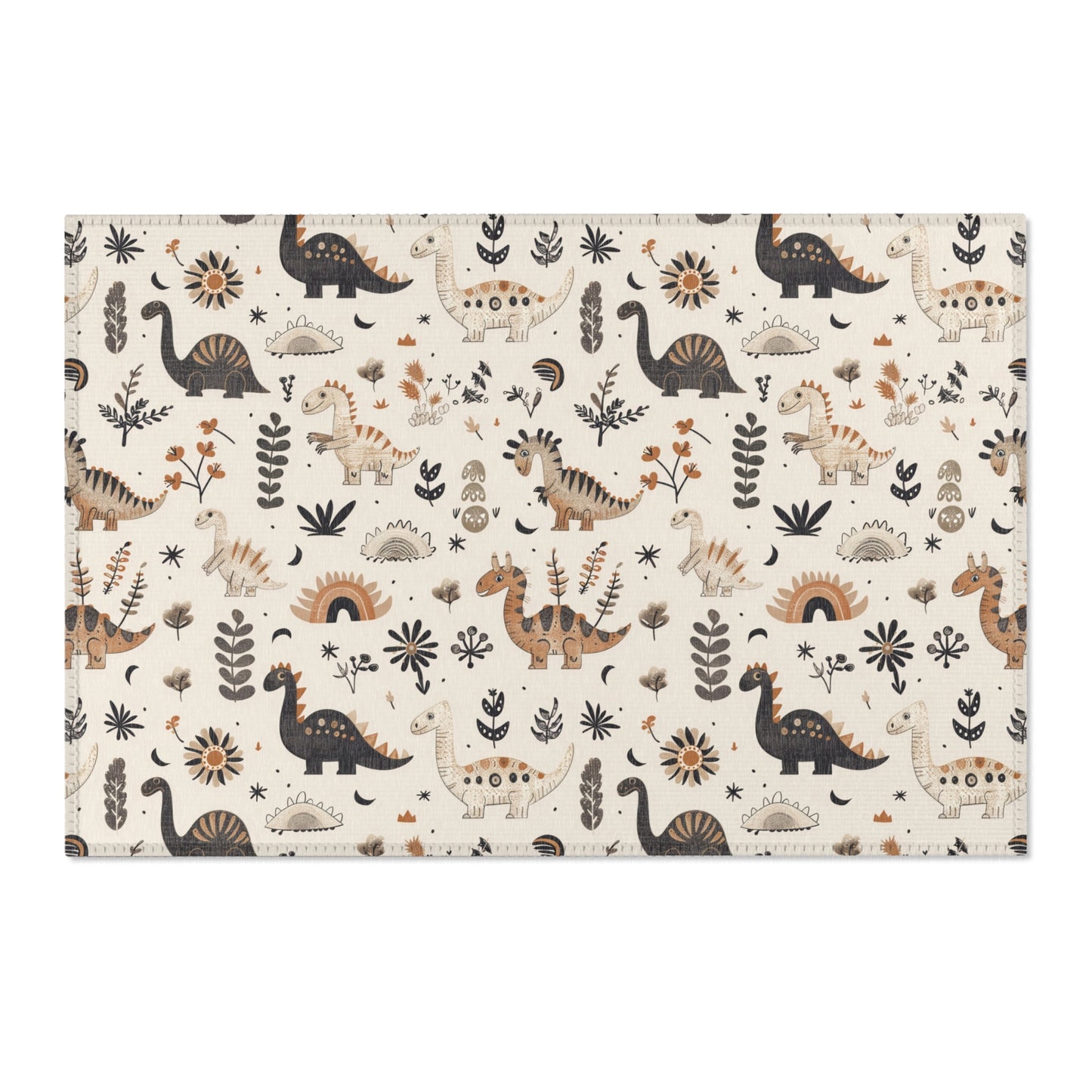 Meadow Dinosaurs area rug shown in landscape orientation