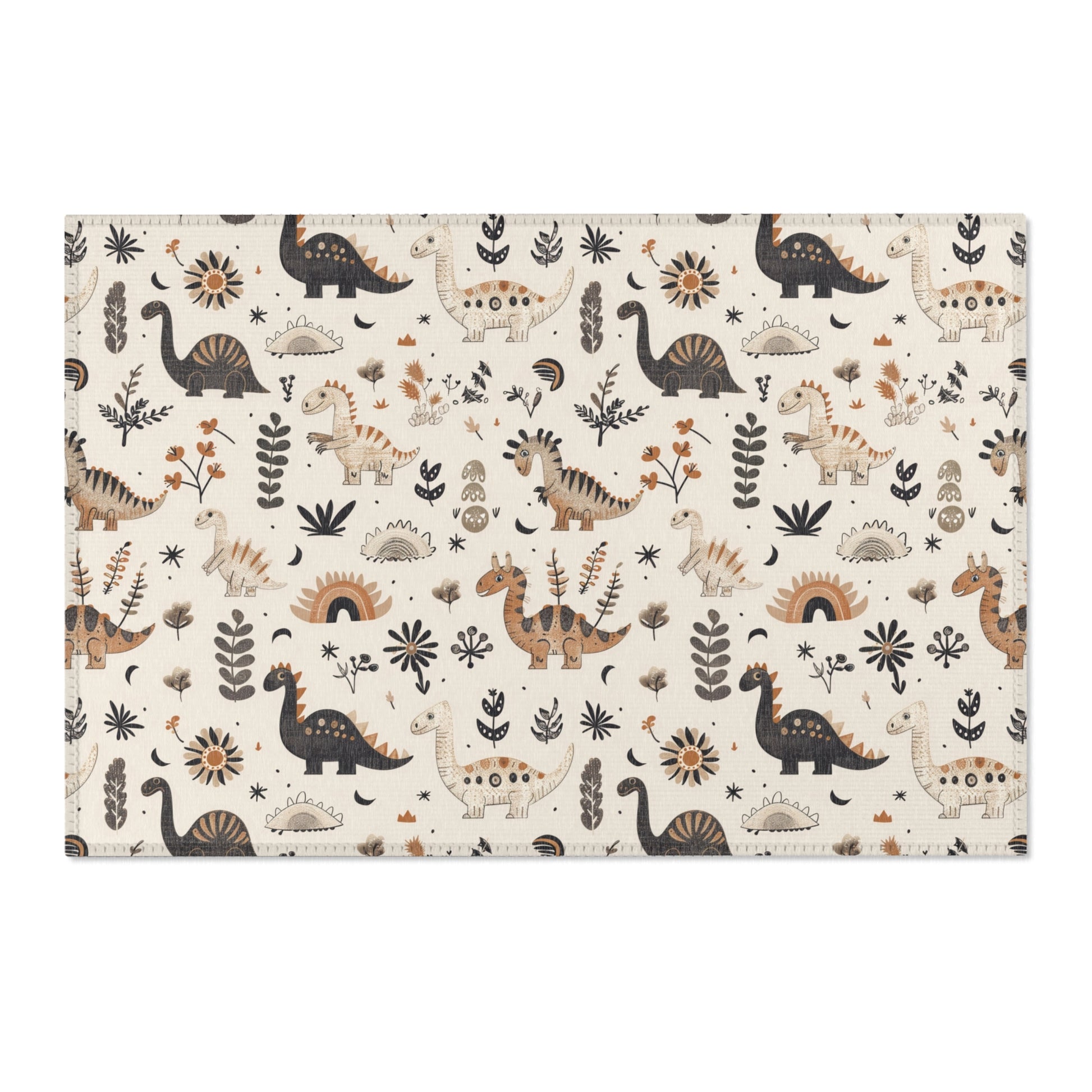 Meadow Dinosaurs area rug shown in landscape orientation