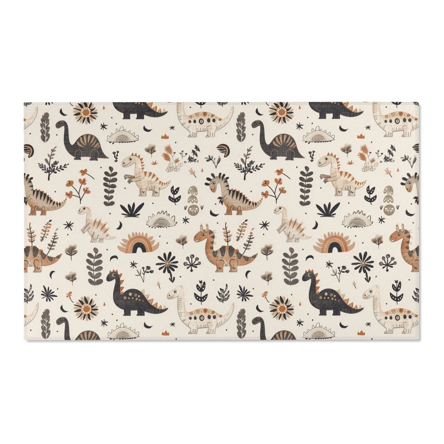 Meadow Dinosaurs area rug shown in portrait orientation