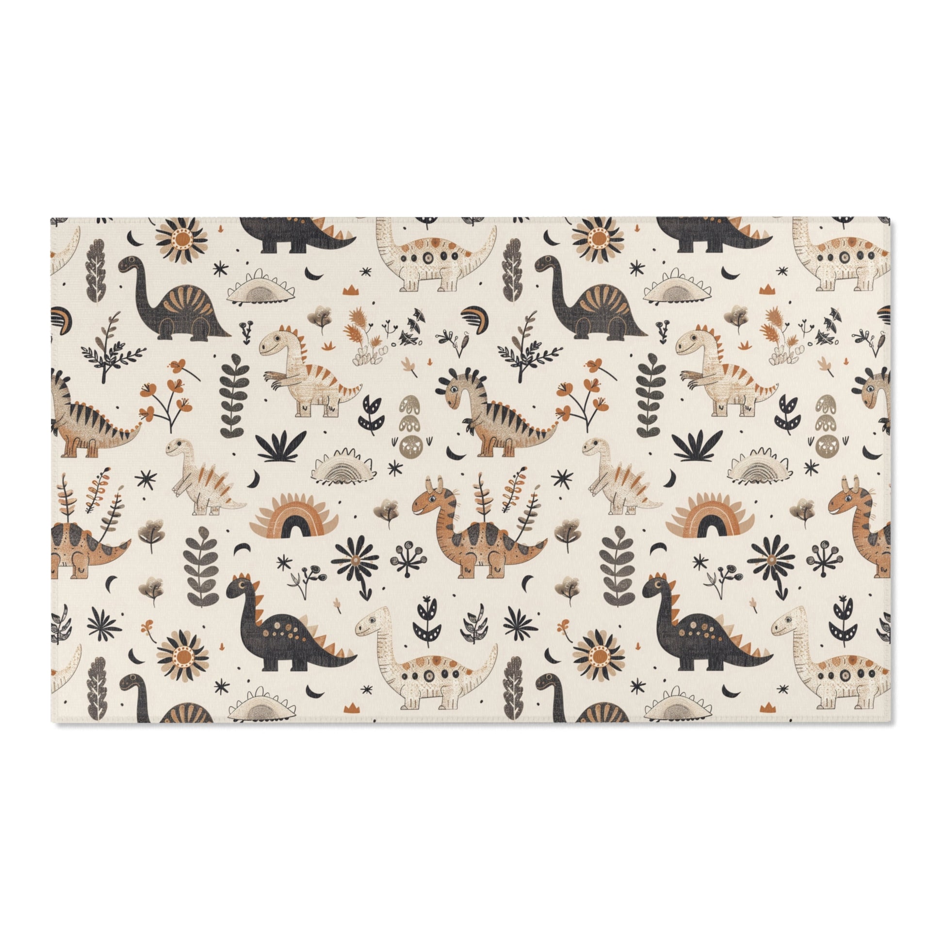 Meadow Dinosaurs area rug shown in portrait orientation
