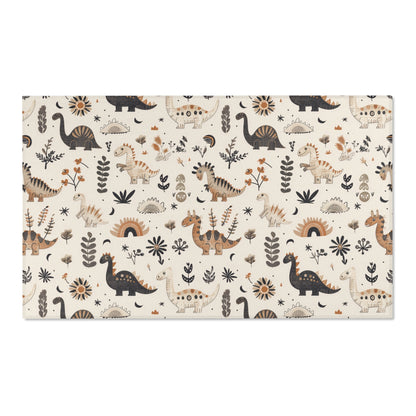Meadow Dinosaurs area rug shown in portrait orientation
