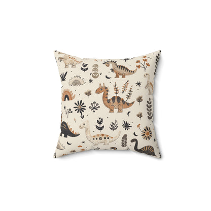 Meadow Dinosaurs decorative nursery pillow on a glider chair