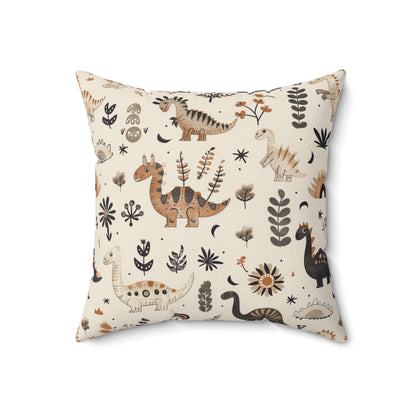 Meadow Dinosaurs decorative pillow against a plain background