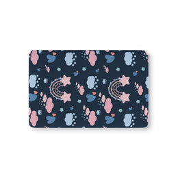 Midnight Rainbow fitted crib sheet on a nursery crib mattress