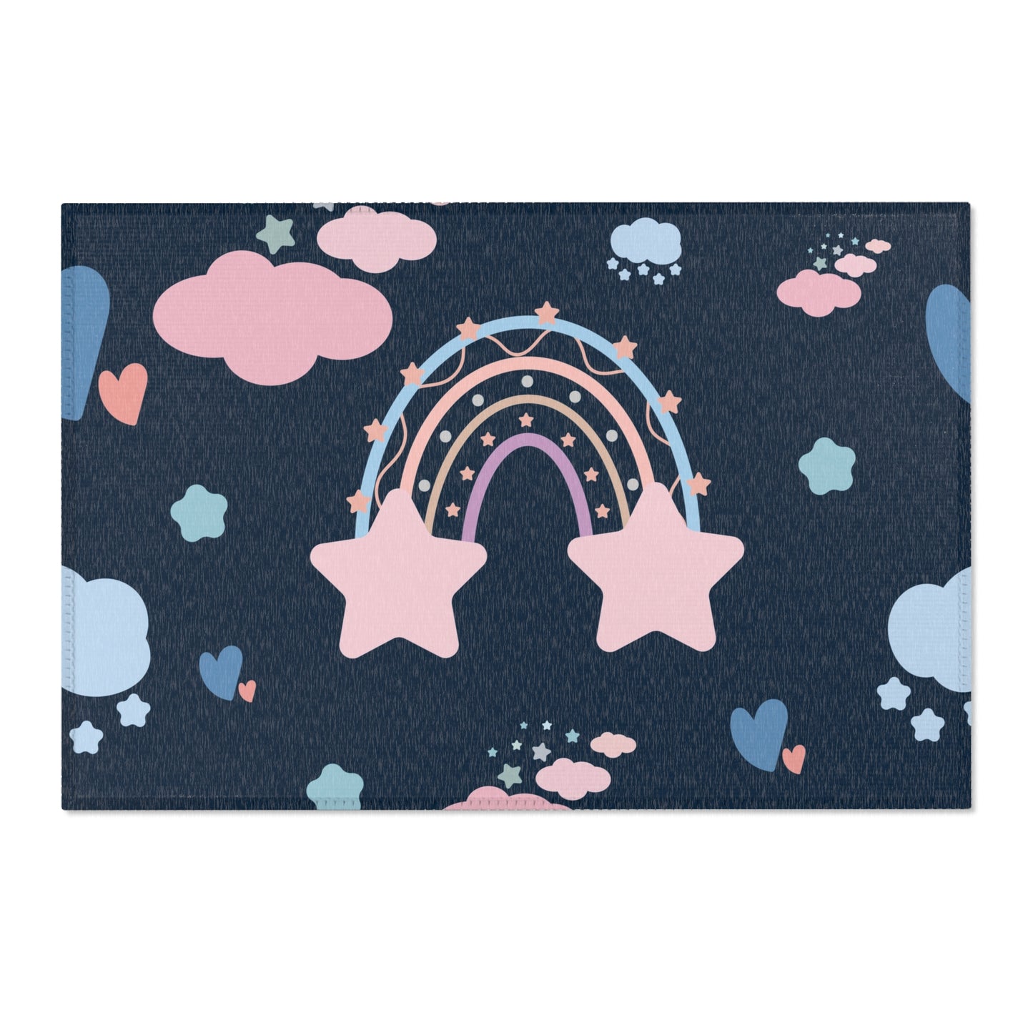 Midnight Rainbow area rug shown in landscape orientation