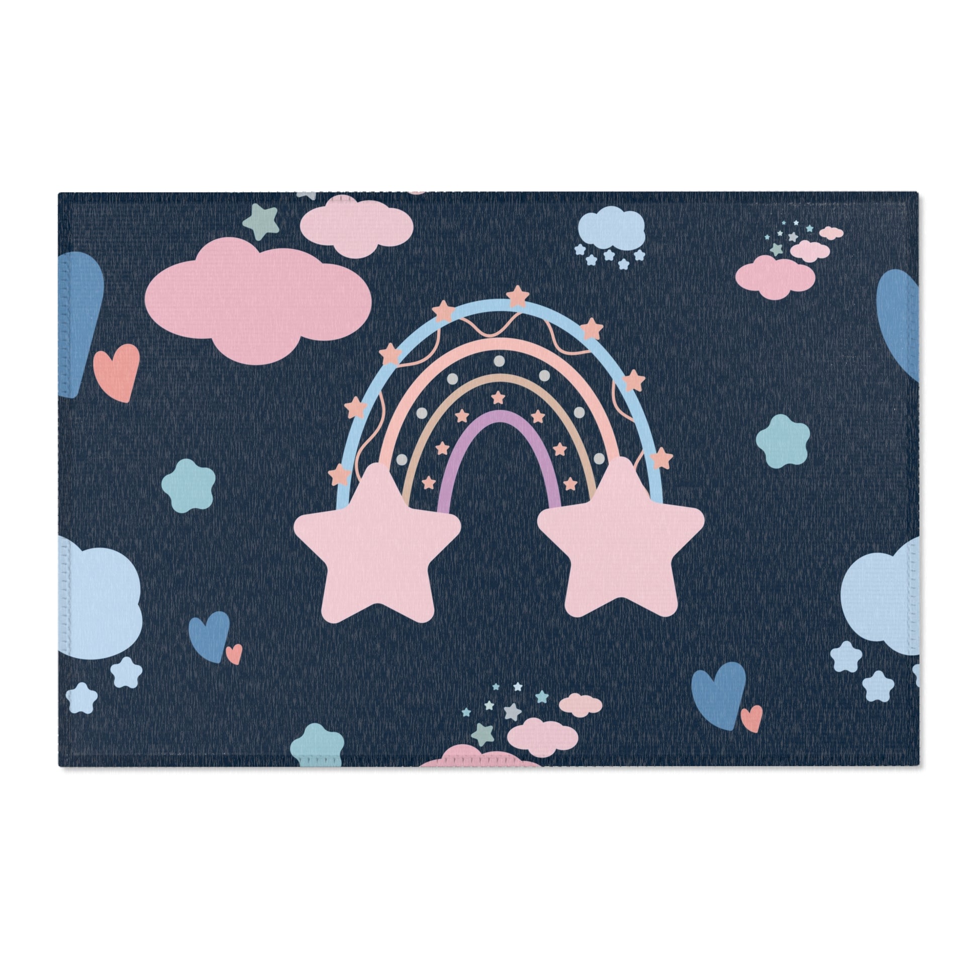 Midnight Rainbow area rug shown in landscape orientation