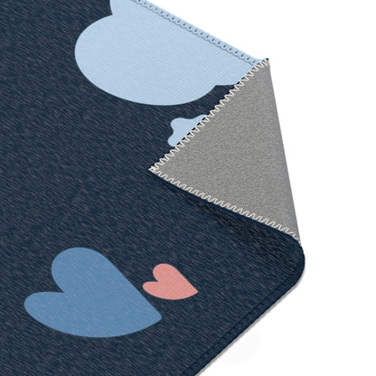 Midnight Rainbow rug print detail in pink and pale blue