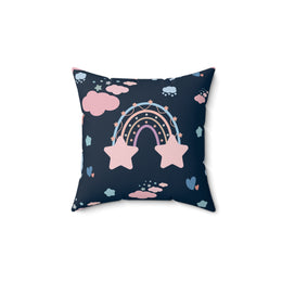 Midnight Rainbow decorative nursery pillow on a glider chair