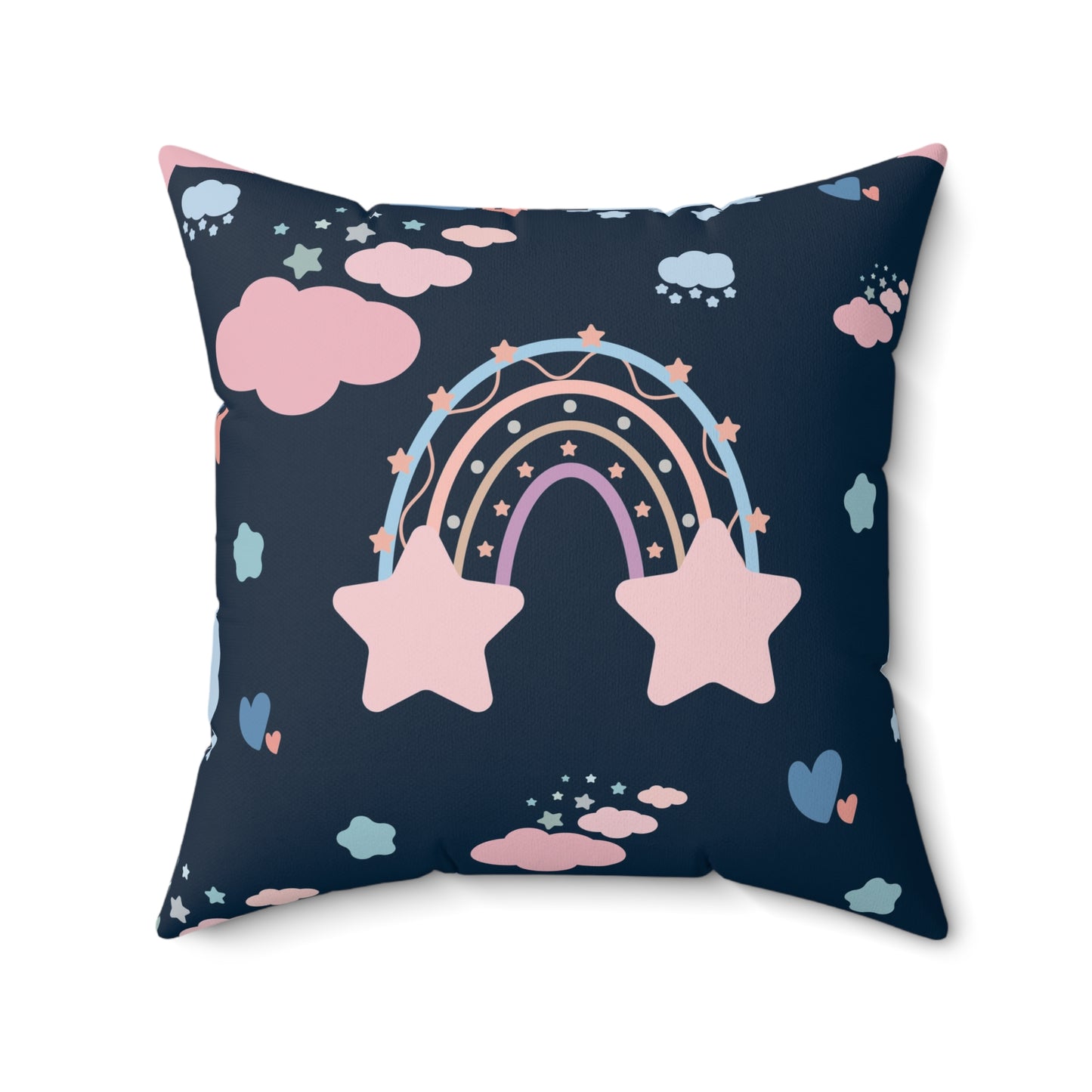 Midnight Rainbow nursery pillow shown from the front