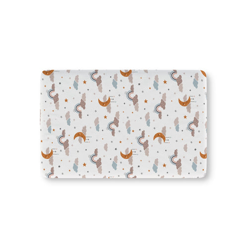 Moonlit Dreams fitted crib sheet on a nursery crib mattress