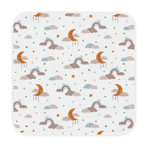 Moonlit Dreams hooded baby towel wrapped around a baby