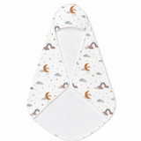 Moonlit Dreams hooded baby towel wrapped around a baby