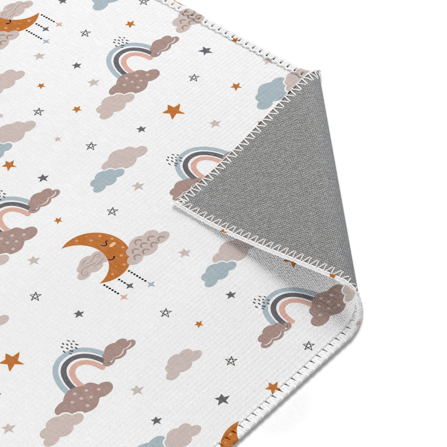 Moonlit Dreams nursery rug pattern shown flat
