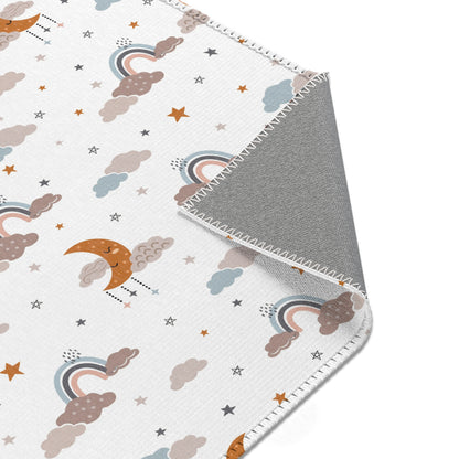 Moonlit Dreams nursery rug pattern shown flat